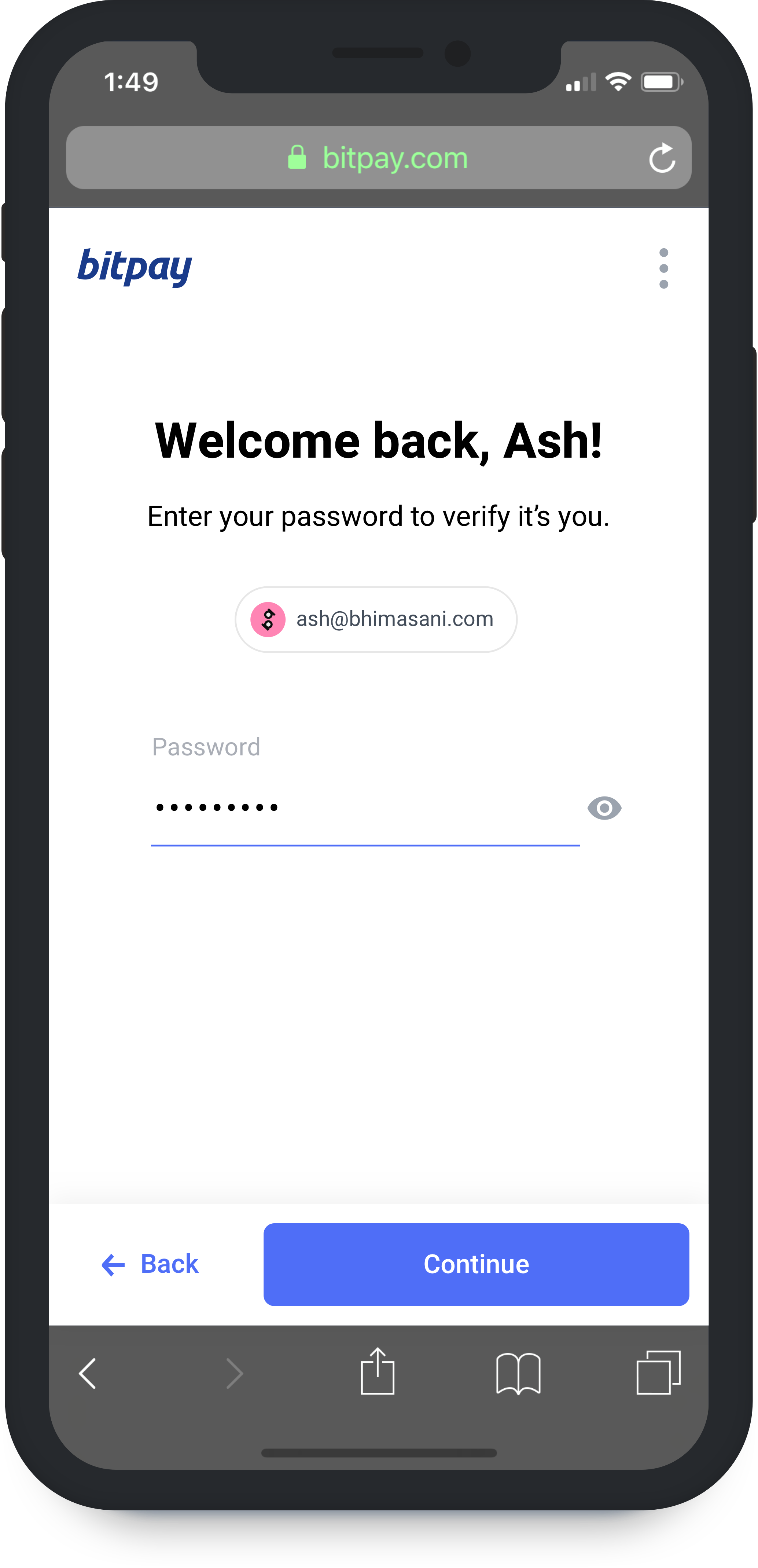 Mobile: Enter Password