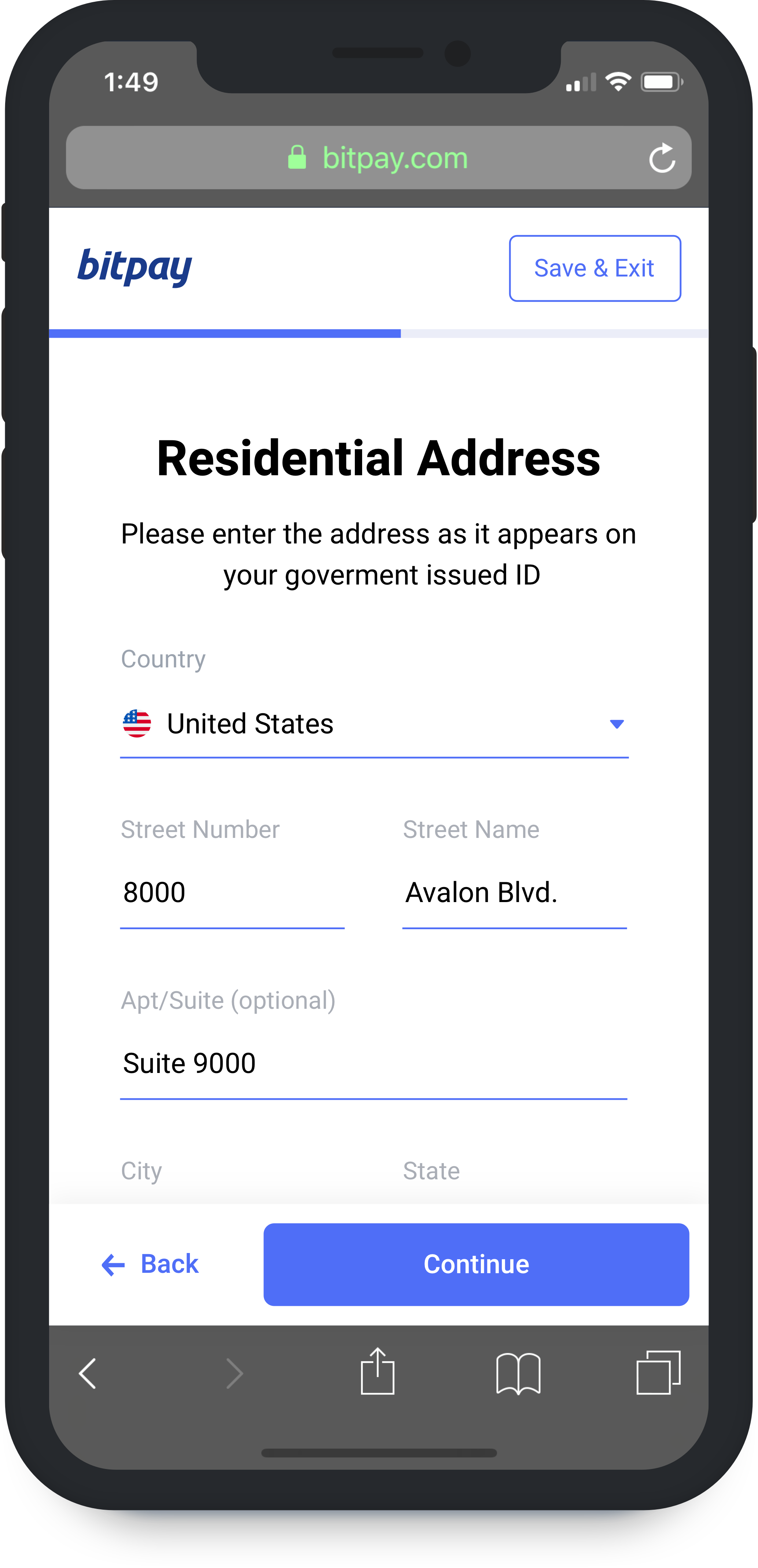 Mobile: Enter Address