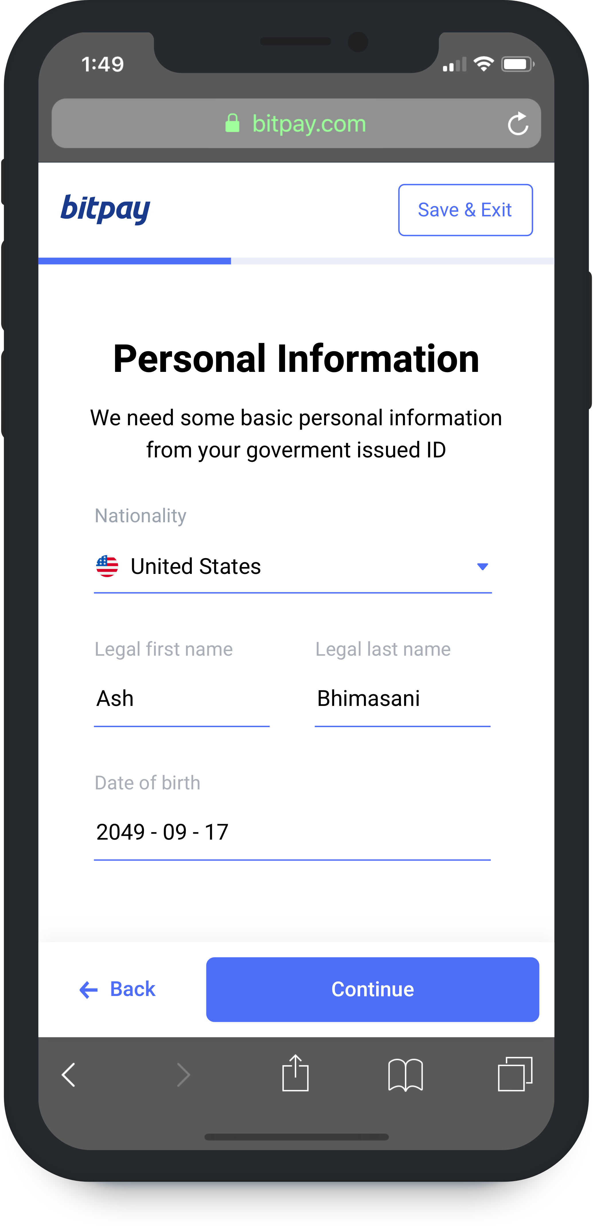 Mobile: Personal Info